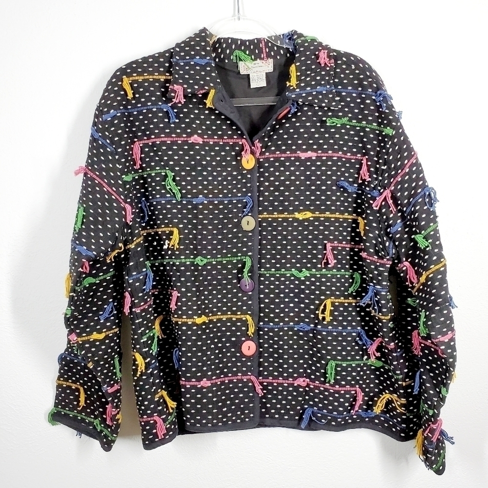 NEW DIRECTIONS POLKA DOT BUTTON FRONT JACKET